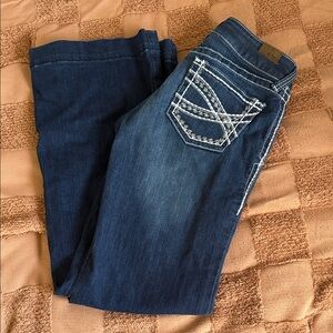 Ariat Dark Blue Boot Cut Jeans with White Contrast Stitching